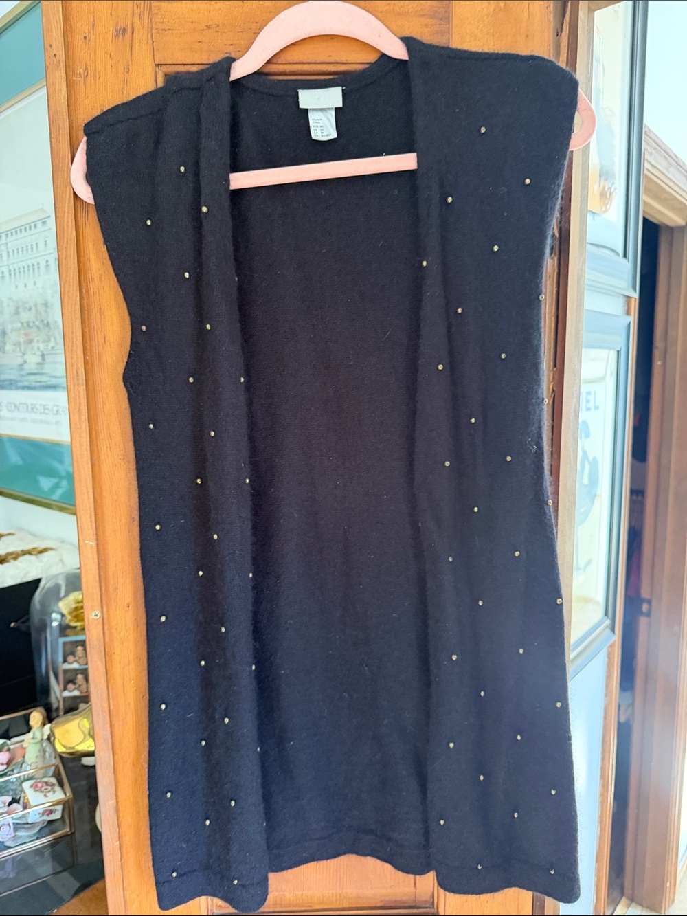 H&M Black Knit Open-Front Vest